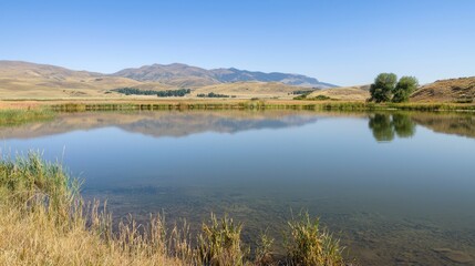 Tranquil reflection nature beauty serene lake landscape mountainous region wide angle peaceful serenity