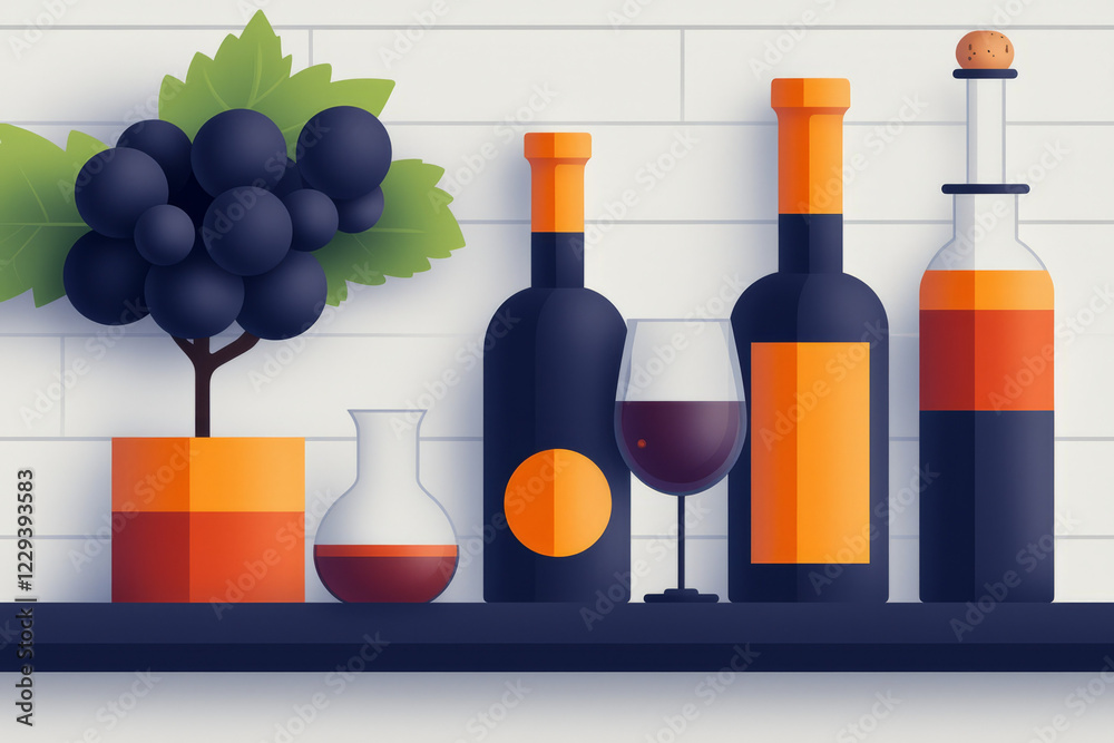 Poster a creative depiction of a wine lab with test tubes, hydrometers, and various apparatus, highlighting