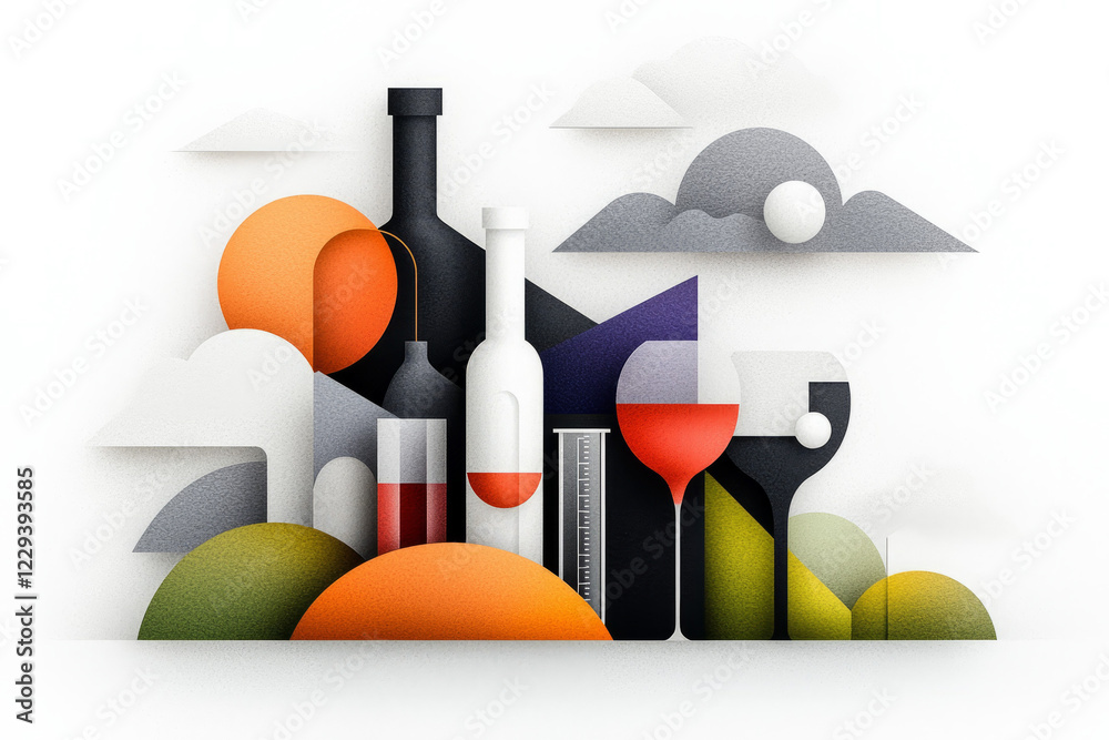 Poster a creative depiction of a wine lab with test tubes, hydrometers, and various apparatus, highlighting
