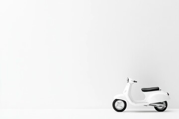 Retro white scooter on a minimalist white background, highlighting vintage design and modern aesthetics for lifestyle and transportation themes