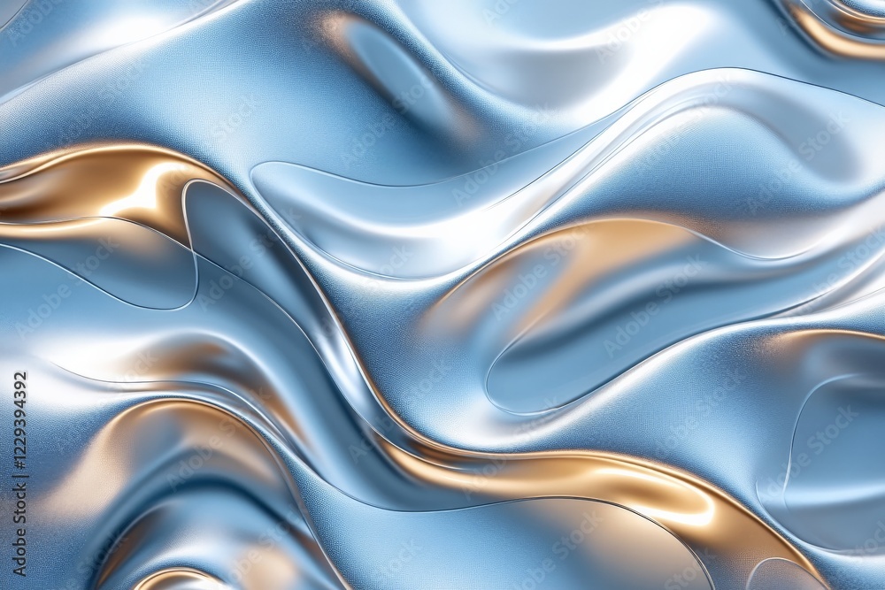 Poster elegant flowing fabric with blue and gold tones creating a serene and luxurious atmosphere