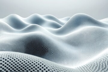 Abstract representation of a digital landscape with textured waves in a soft color palette