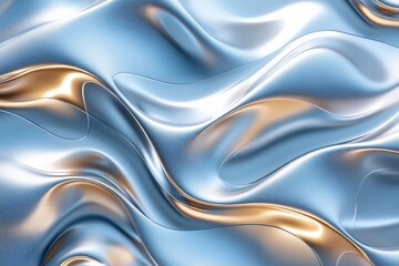 Obraz premium Elegant flowing fabric with blue and gold tones creating a serene and luxurious atmosphere