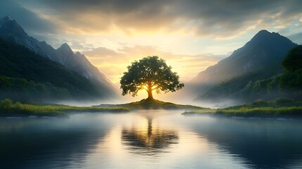 A crystal-clear mountain river flowing through lush green forests, sunlight reflecting off the water, creating a mesmerizing sparkle, untouched natural beauty, serene atmosphere, Ultra-Realistic, 