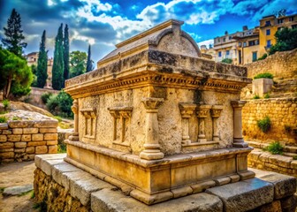 Obraz premium Jerusalem's Holy Sepulchre: A photographic portrait of Christ's tomb, ancient stone grave.