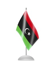 The Libyan flag. Table Flag. Isolated on white