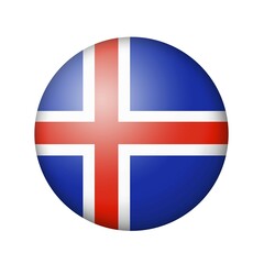 Fototapeta premium The Icelandic flag. Round matte icon. Isolated on white background