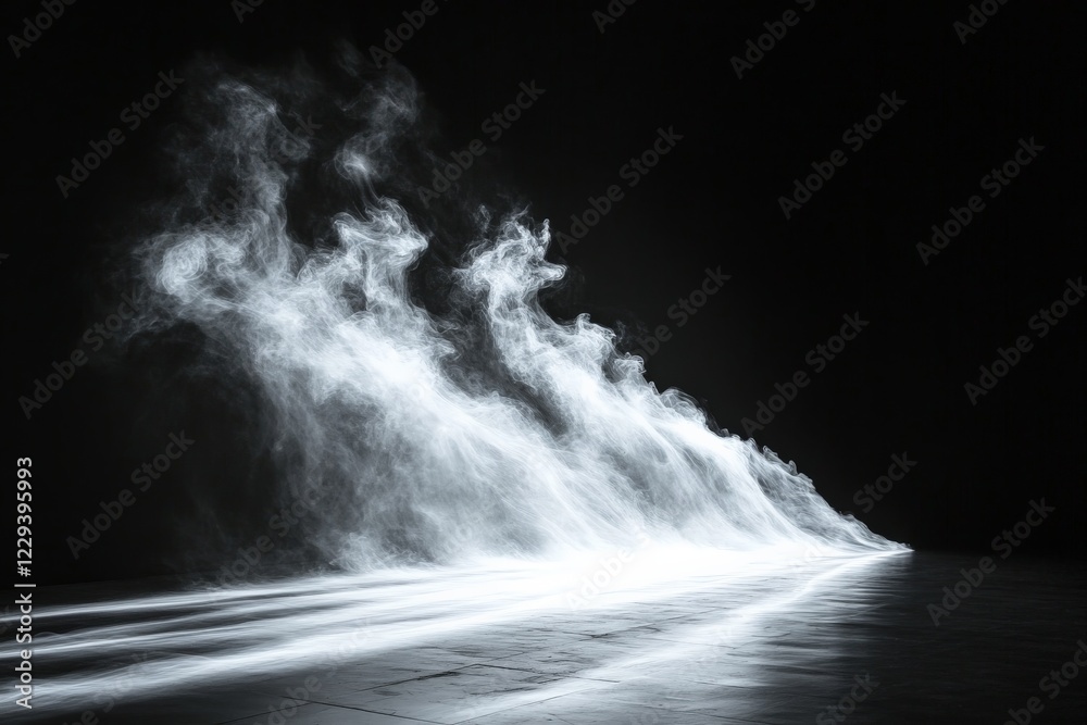 Poster ethereal mist flows gracefully across a darkened stage during a captivating performance in an urban 