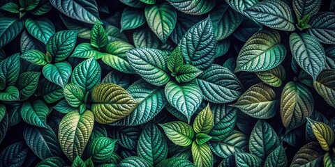 Lush, dark green leaves create a stunning double exposure nature background, perfect for wallpaper.