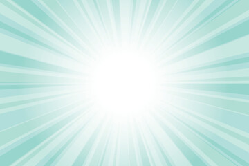 Abstract glowing blue sunburst background. Aquamarine blue glow effect sunburst background for presentation, banner, poster, flyer, sales. Modern pop art poster for summer and spring.