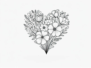  floral heart illustration with intricate flowers, love-themed celebrations