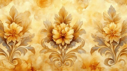 Elegant gold floral watercolor pattern design
