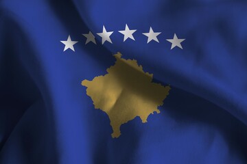 A ruffled fabric flag of Kosovo