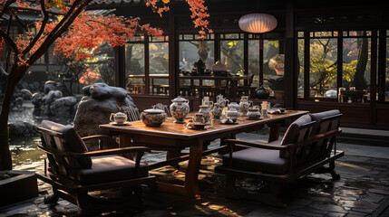 Courtyard With Modern Chinese Style Furniture