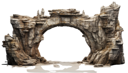 Majestic artificial rock archway isolated on transparent background