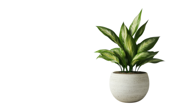 Beautiful green plant in a decorative pot placed against a light background suitable for home decor enhancement