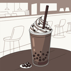 Chocolate Milk Bubble Tea with Whipped Cream