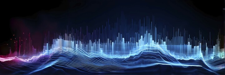 AI generated abstract art conveying sound waves and digital particles