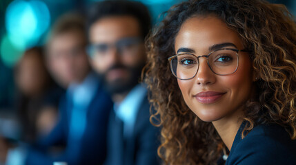 Obraz premium corporate team brainstorming new initiatives in a conference room