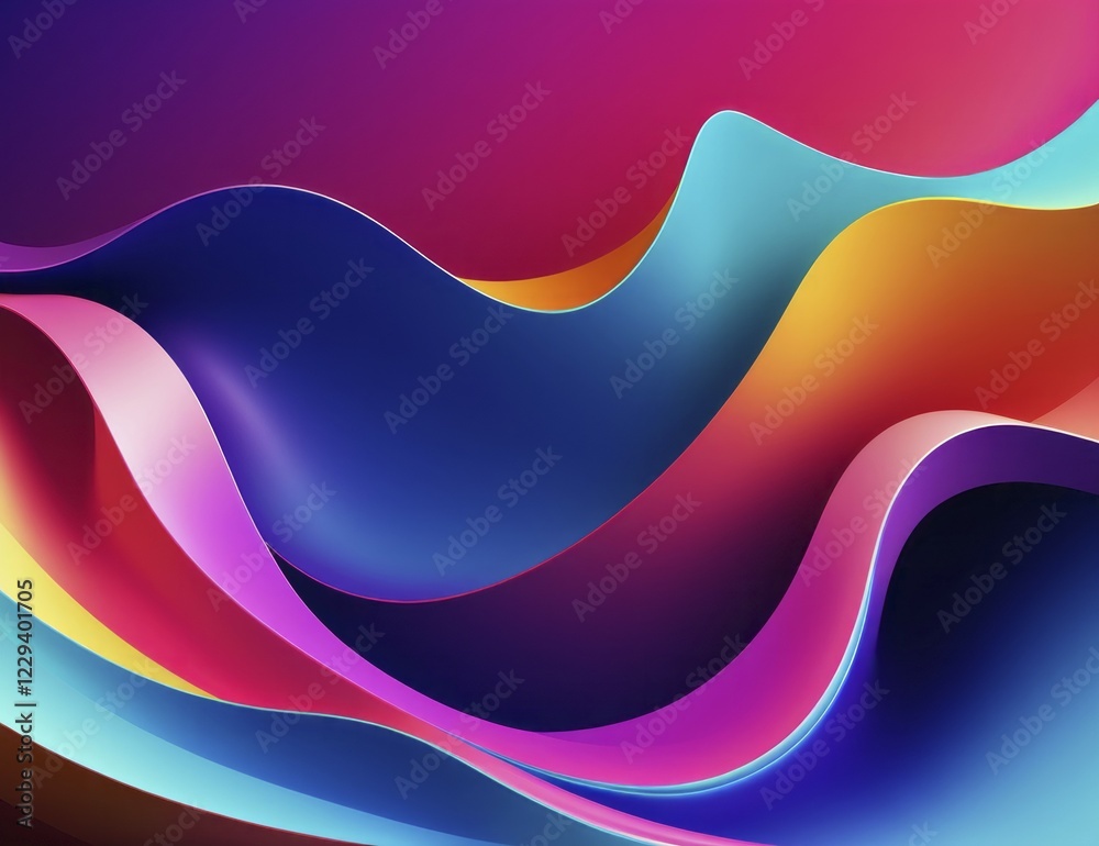 Poster bright and dynamic abstract waves with a vibrant gradient color scheme creating a fluid and energeti