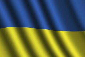 The Ukrainian flag flying in the wind