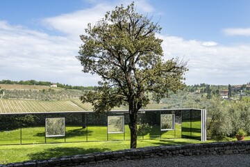 Mirror front at Castello di Ama winery, Chianti region, Tuscany, Italy, Europe