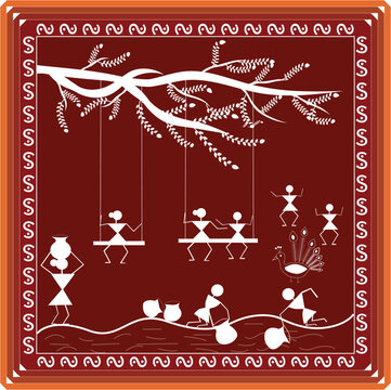 Indian Tribal Art Warli Painting Rural Culture In India	
