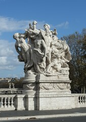Marble sculpture, by Italo Orlando Griselli, 1910, allegorical group, victory of the Republic, Ponte Vittorio Emanuele II, Rome, Lazio, Italy, Europe
