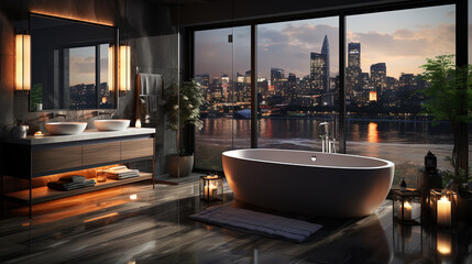 Fototapeta premium Interior of Modern Luxury Bathroom