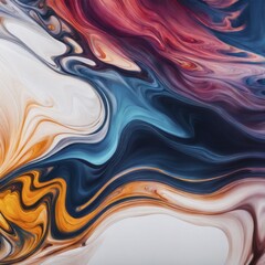 Fluid art with vibrant swirling patterns in teal, orange, magenta, and white, exuding energy and flow, AI generated