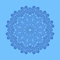 Shape with abstract pattern on blue background
