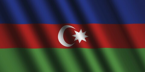 The Azerbaijani flag flying in the wind