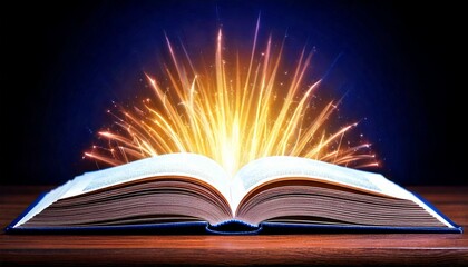 Fototapeta premium Open Book with Glowing Pages Symbolizing Learning Generated image
