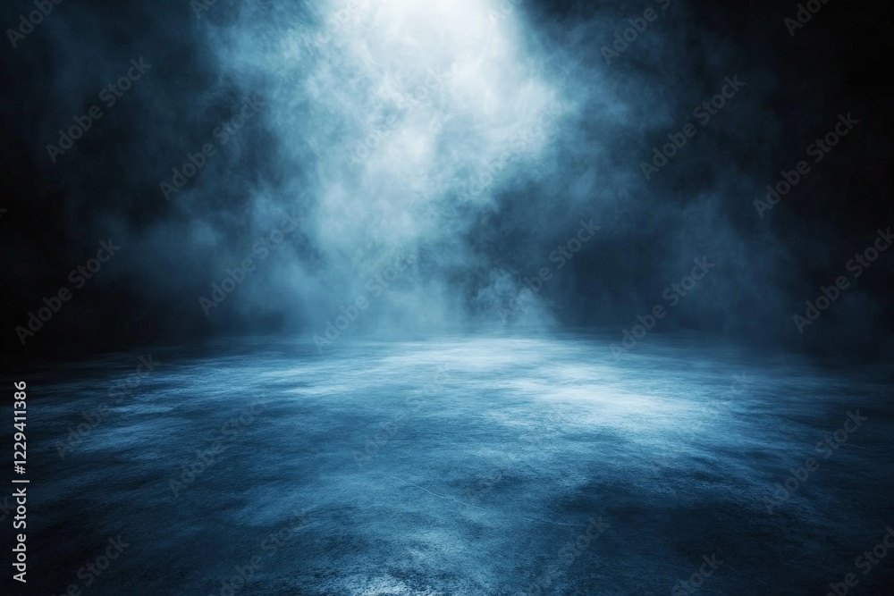 Aufkleber dramatic mist envelops an empty stage in dim lighting, creating an atmosphere of mystery and anticip