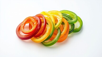 Colorful Sliced Bell Peppers on a White Background for Fresh Dishes