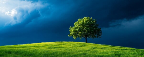 Serene Landscape with a Single Tree