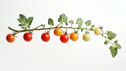 Cluster of Bright Red Tomatoes on the Vine with Fresh Green Leaves