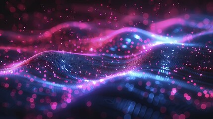 Dynamic waves of glowing neon particles creating a futuristic abstract energy flow, ai generated, AI generated