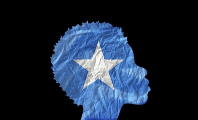 African woman silhouette with Somalia national flag
