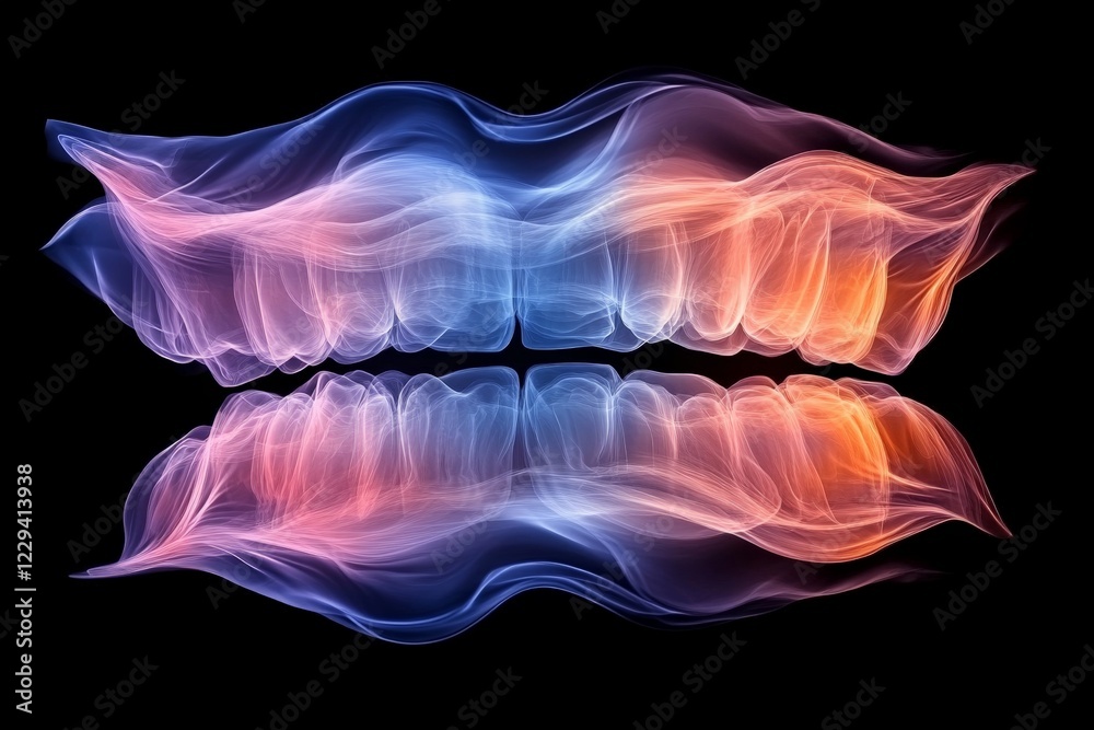 Poster Unique abstract representation of colorful smoke emanating from lips, creating an artistic effect