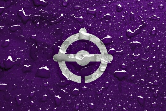 Flag of Funabashi with rain drops