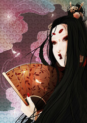 Traditional Japanese geisha illustration
