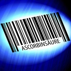 Ascorbinsõure, barcode with blue Background