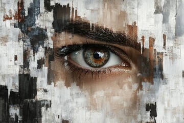 Eye of creativity amidst an abstract blend of colors and textures reflecting human emotion and...