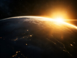 Close up Sun surface with flare.