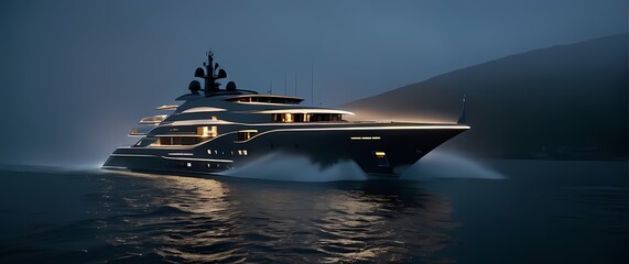 A striking luxury super yacht confidently profiling its grandeur while cutting through inviting waters