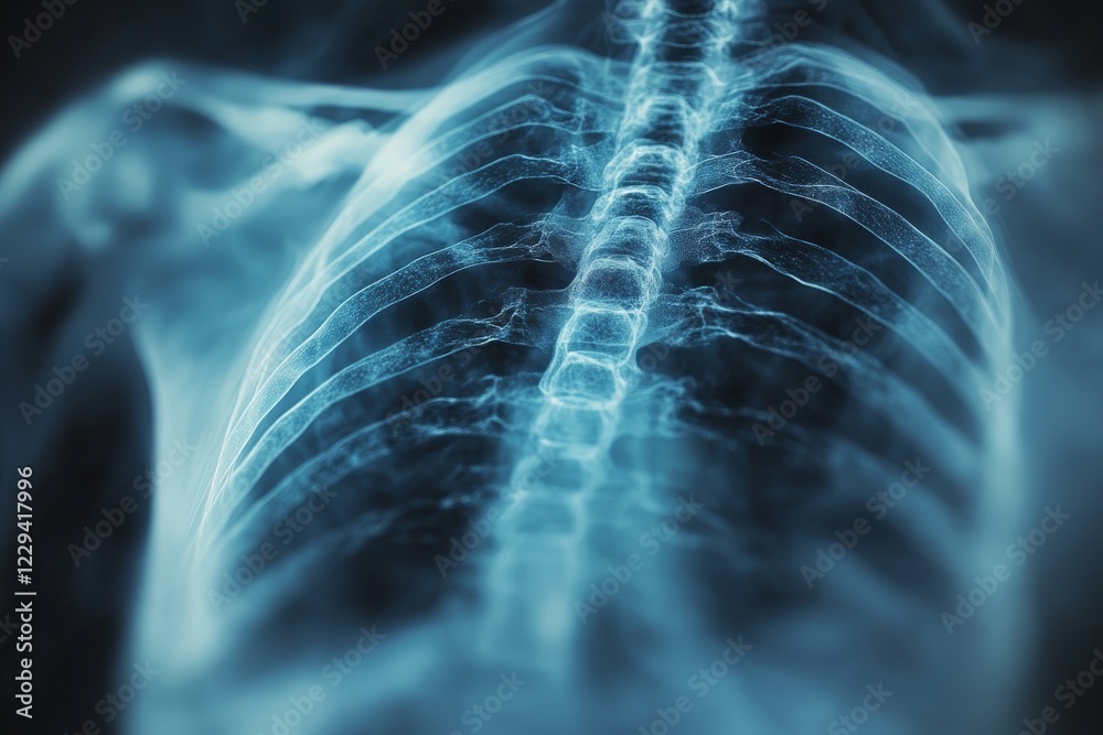 Aufkleber detailed view of human spinal column revealing vertebrae structure and alignment in a medical scan