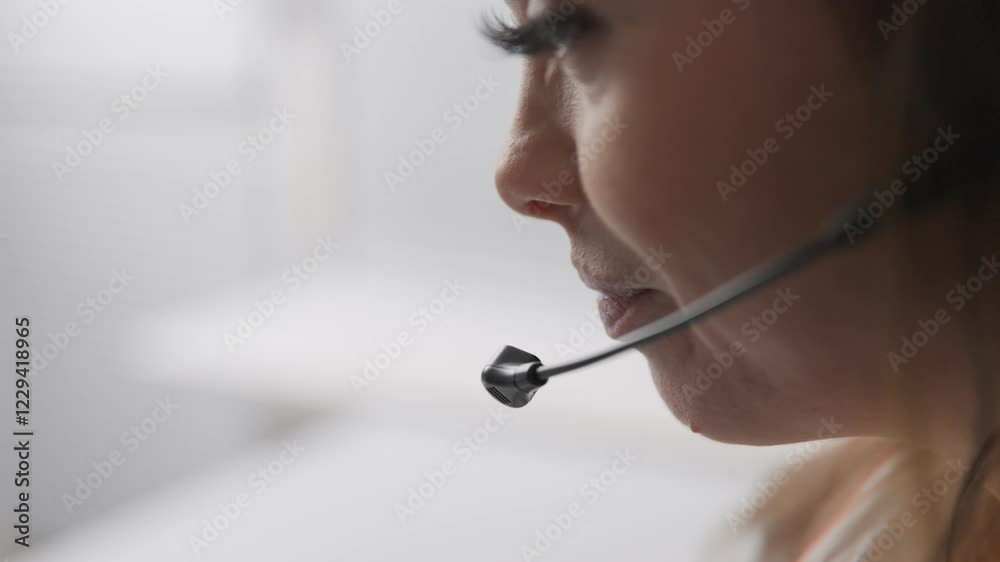 Poster The image shows a Call Center Operator having a productive conversation with a client, highlighting the key skills required for effective and professional interactions and support services