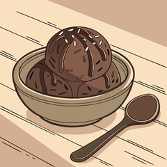 Gourmet Chocolate Ice Cream with Drizzled Fudge