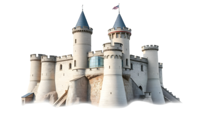 Medieval castle with a tower on a hill, surrounded by ancient stone walls, set against the sky in Segovia, Spain, showcasing its historic fortress and architecture